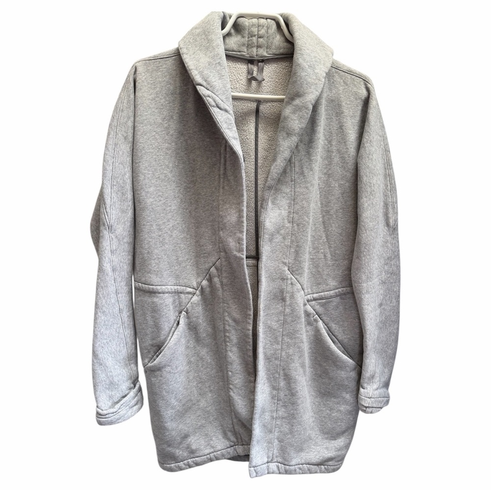 Lululemon Cozy Light Gray Open Front Fleece Cardigan size 6
